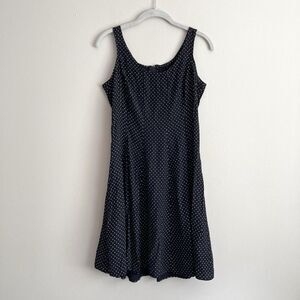 Vintage 90s Y2K Hunters Run Dress Size 10 Black White Polka Dot Momcore Preppy